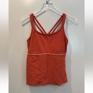 Lands End Orange Ribbed Tankini‎ Top Swimsuit Womens Size 14 (731)